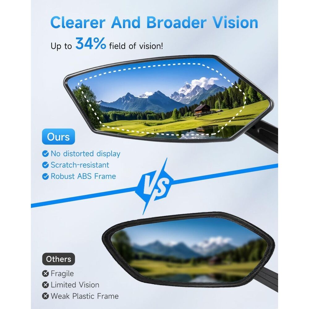 2 Pack Bike Mirror Handlebar Mount, Rear View Mirror Bicycle Mirrors